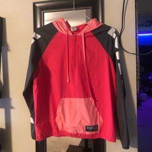 Pink partial zip up swishy jacket